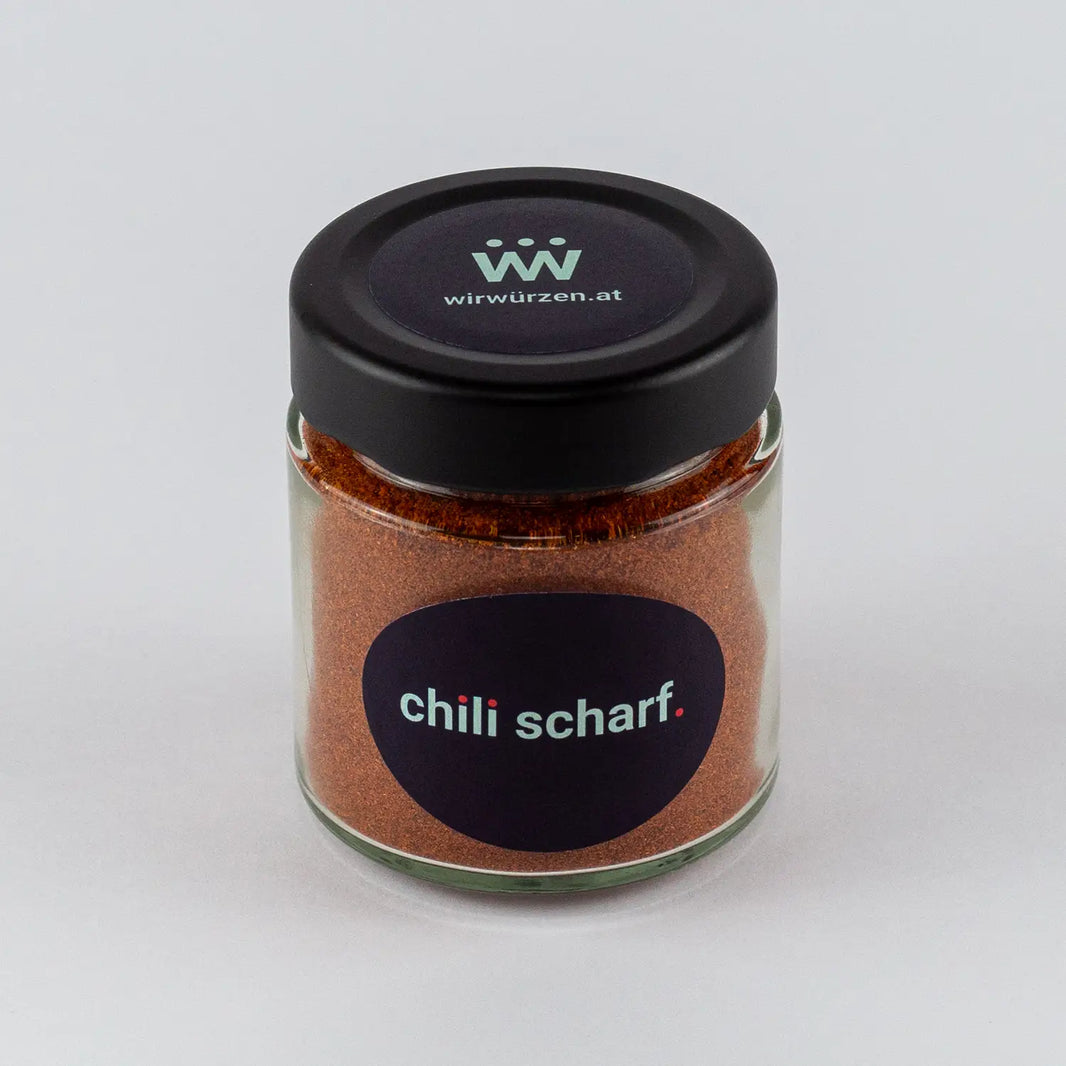 Chili Scharf 60 g Glas – feuriges Chilipulver, ideal für Fleisch, Suppen, Eintöpfe und pikante Gerichte
