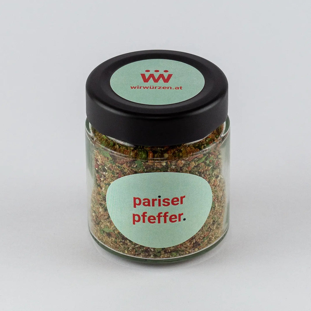 Pariser Pfeffer 60 g Glas – würzig-pikante Gewürzmischung ideal für Steaks, Gemüse und französische Küche